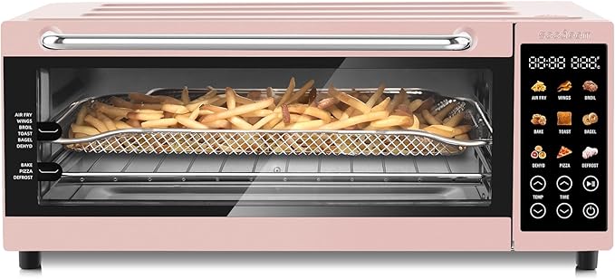 SEEDEEM 9-in-1 Air Fryer Oven, 16-Quart Countertop Convection Oven with Toaster, Broil, Pizza, Dehydrator, Large Capacity Kitchen Appliance in Pink, Silver, Black