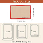 Silicone Baking Mat, Sopito Food Safe Silicone Baking Sheet, Heat Proof 480℉ Cooking Mat, Length 16.5 in Width 11.6 in, 2 PCS-Red