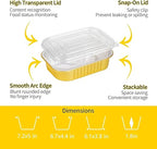 40 Pack 1.5 LB 7.2"×5"×1.8" Small Aluminum Pans with Lids Heavy Duty - 24oz Tin Foil Food Containers with Lids, Disposable Tin Foil Pans with Lids for Baking, Meal Prep, Freezer and Takeout