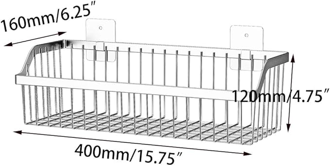 4 Set Hanging Wall Mount Storage Baskets, Multiuse Sturdy SUS304 Stainless Steel Organizing Baskets for Home Kitchen, Bathroom, Pantry Utility, Laundry Organizer,L15.75Inch, D 6.3Inch, H 4.75Inch