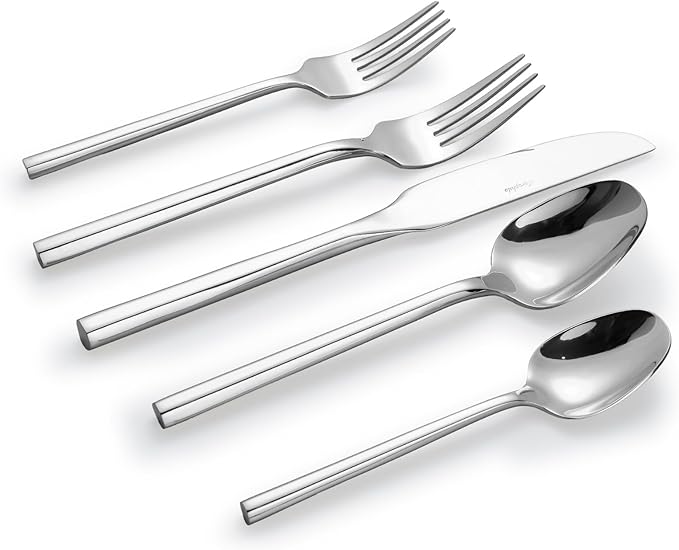 Silverware Set,Zerophilo Flatware Set with Hexagon Handle 20 Pieces 18/0 Stainless Steel Cutlery Set for 4 Mirror Polished,Dishwasher Safe