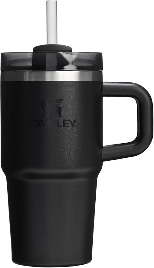 Stanley Quencher H2.0 Tumbler with Handle and Straw 20 oz | Flowstate 3-Position Lid | Cup Holder Compatible for Travel | Insulated Stainless Steel Cup | BPA-Free | Black 2.0
