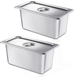 Mifoci 2 Pack Stainless Steam Hotel Pan with Lid, 1/3 Size x 6 Inch Deep Steam Table Pan Restaurant Supplies Reusable Anti Rust Water Tool for Home, Party, Restaurant, Hotel, Buffet