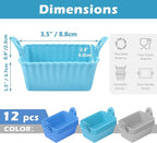 Koluti Nonstick Silicone Muffin Baking Cups Pack of 12, Reusable Cupcake Molds with Double Handle, BPA Free, Mini Rectangle Air Fryer Cupcakes Liner, 3 Colors