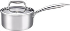 1-Quart Saucepan with Lid, Tri-Ply Stainless Steel Pot with Stay-Cool Handle & All Cooktop Compatibility (Gas, Ceramic, Electric) - Silver