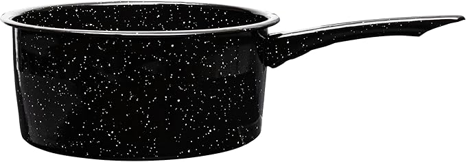 3 Quart Granite Saucepan, Naturally Nonstick Sauce Pots, Speckled Enamel Ware Cookware, Small Sauce Pan for Cooking and Boiling - Granite Cooking Pot for Stovetop, Campfire, Outdoor Stove