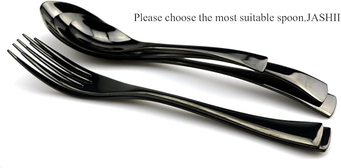 JASHII 18/10 Stainless Steel 20 Piece Mirror Polished Black Flatware Set,Dinner Knife Fork Salad Fork Dessert Spoon Coffee Spoon，Service for 4 ，Black Utensil Sets