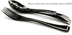 JASHII 18/10 Stainless Steel 20 Piece Mirror Polished Black Flatware Set,Dinner Knife Fork Salad Fork Dessert Spoon，Service for 4 ，Black Utensil Sets