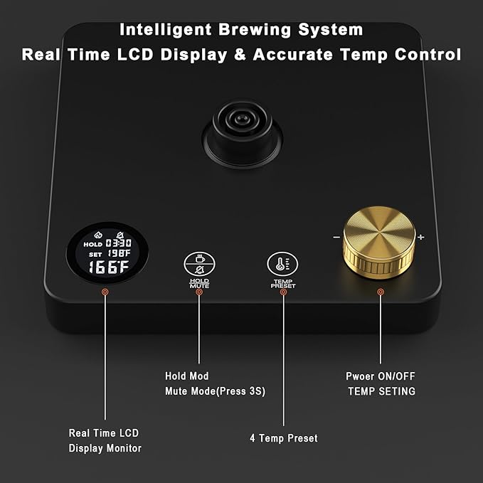 1200W Gooseneck Kettle with ±1℉ Temperature Control,Pour Over Electric Kettle for Coffee & Tea,Digital Display,4 Temp Preset,12H Keep Warm,100% Stainless Steel,Rapid Heating,1L,Matte Black