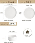 MALACASA 18 Pieces Porcelain Dinnerware Set, Modern White Dish Set for 6, Premium Serving Plates and Bowls Sets, Chip and Scratch Resistant Dishware Sets Kitchen Dishes Dining Ware Set, Series LEAH