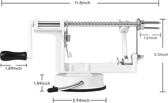Apple Peeler Slicer Corer with Stainless Steel Blades and Powerful Suction Base for Apples Pears Potatoes(White)
