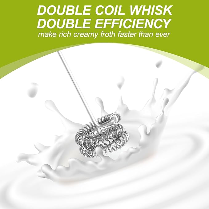 Electric Milk Frother Handheld with Small Wooden Spoon, Mini Coffee Frother Wand Rechargeable 3-Speed Drink Mixer Stainless Steel Matcha Whisk For Latte, Matcha Powder, Cappuccino, Hot Chocolate, Egg