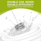 Electric Milk Frother Handheld with Small Wooden Spoon, Mini Coffee Frother Wand Rechargeable 3-Speed Drink Mixer Stainless Steel Matcha Whisk For Latte, Matcha Powder, Cappuccino, Hot Chocolate, Egg