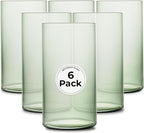 Restaurantware-Vetri 16 Ounce Tall Drinking Glasses, 6 Dishwashable Beverage Glasses - No-Lead, Elegant, Green Glass Tumblers, Ideal For Water, Juice Beer, Cocktails, Liquor, Iced Tea, And More