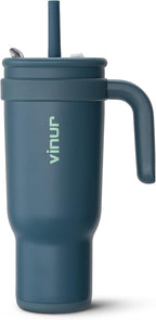 VINUR 40 oz Insulated Tumbler with Handle-Leak-Proof Lid|18/8 Stainless Steel Vacuum Coffee Mug Cup for Travel with Rubber Base | Cup Holder Friendly| Gifts for Women & Men, Indigo Blue