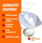 Pro Quality Nut Milk Bag 2 Pack - 12"X12" XL Bags - Commercial Grade Reusable All Purpose Food Strainer - Food Grade BPA-Free - Ultra Strong Nylon Mesh - Almond Milk, Juices, Cold Brew Recipes Videos