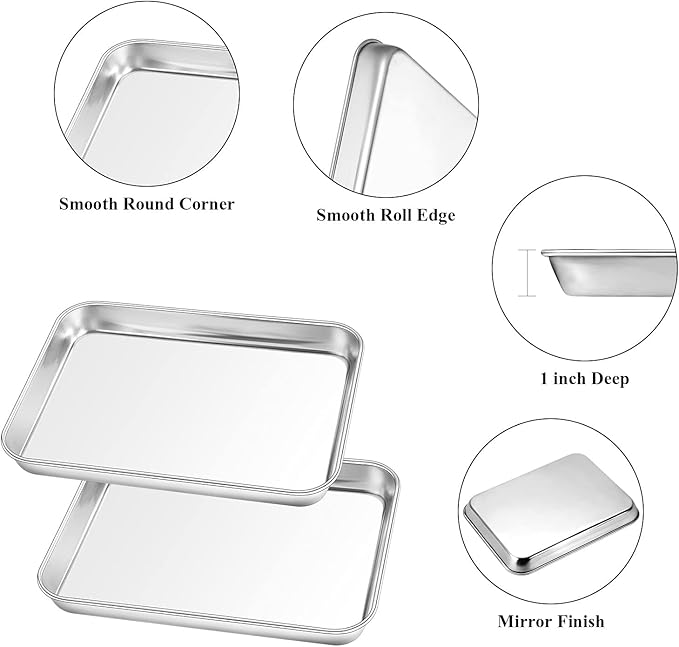 Baking Sheet with Rack Set, Yododo Set of 4 (2 Sheets + 2 Racks), Stainless Steel Cookie Sheet Baking Pan Tray with Cooling Rack, Non Toxic & Heavy Duty & Easy Clean - Size of 10 inch