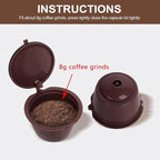 KEEPOW Reusable Coffee Capsules Compatible with Nescafe Dolce Gusto Machine, Refillable Coffee Pods 6 Pack (2 * Black + 2 * Brown + 2 * Purple)