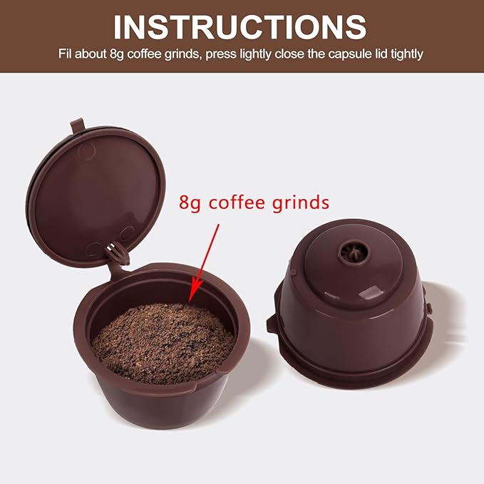 KEEPOW Reusable Coffee Capsules Compatible with Nescafe Dolce Gusto Machine, Refillable Coffee Pods 6 Pack (2 * Black + 2 * Brown + 2 * Purple)