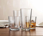 Drinking Glasses - Set of 8 Glass Cups, 4 Highball Glasses (17oz) 4 Rocks Glasses (13oz) Ribbed Glasses for Mixed Drinks, Water, Juice, beer, Wine, Excellent Gift!