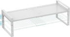 Expandable Spice Rack, Stackable Metal Pantry Storage Shelves Stand, Adjustable Height Cabinet Shelf Organizer Racks(1PACKS/WHITE,LARGE)