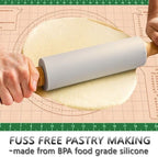 Silicone Pastry Baking Mat Non Stick-Large Rolling Dough with Measurements-Non Slip Pizza,Fondant,Pie,Cake Baking Mat - 26 x 16 Inch By Cook Time(Green)