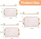 Set of 3 Serving Platters with Handles 16.5/15/13.2 Inch Reusable Large Serving Trays, Party Food Tray, Rectangular Dinner Plates for Cookie, Cake, Turkey, Cheese, Fruit, Snack(Amber)