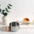Stainless Steel Saucepan, 10oz Butter Melting Pot Butter Warmer with Dual Spouts and Long Handle Stove Top Thickened Sauce Pan for Milk Butter Sauce