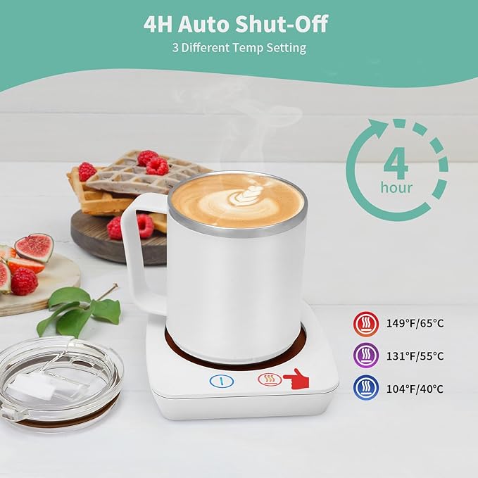 VOBAGA Mug Warmer, Coffee Warmer with 15OZ Mug Set for Home Office Home Desk, Coffee Cup Warmer with 3 Temperature Settings for Tea, Cocoa with Auto Shut Off for Holiday Birthday Coffee Gifts