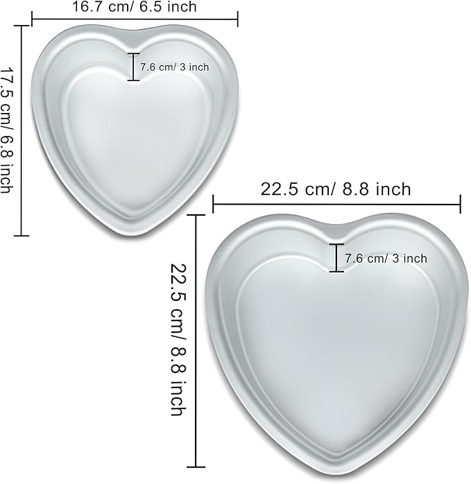Heart Shaped Cake Pans 6&8 Inch 3 Inch Deep Other Occasion Cakes