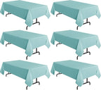 sancua 6 Pack Turquoise Tablecloth 60 x 102 Inch, Rectangle Table Cloth for 6 Feet Tables - Stain and Wrinkle Resistant Washable Polyester Table Cover for Dining Tables, Buffet Parties and Camping