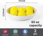 Salad Bowls 10inch Serving Bowls 65oz Large Salad Bowls Wheat Straw Bowls Set of 2 Wide and Shallow Plastic Salad Bowl for Kitchen Microwave & Dishwasher Safe.White