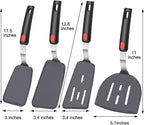 4Pcs Spatula Silicone Heat Resistant Flexible Rubber Silicone Spatulas for Nonstick Cookware, Burger Pancake Spatula Turner Large Silicone Spatulas Set for Cooking Kitchen Utensils Set Black
