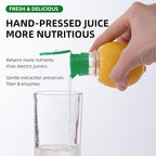 Green Manual Citrus Juicer with Filter and Spout, Screw-Top Hand Press for Lemon Orange Drinks