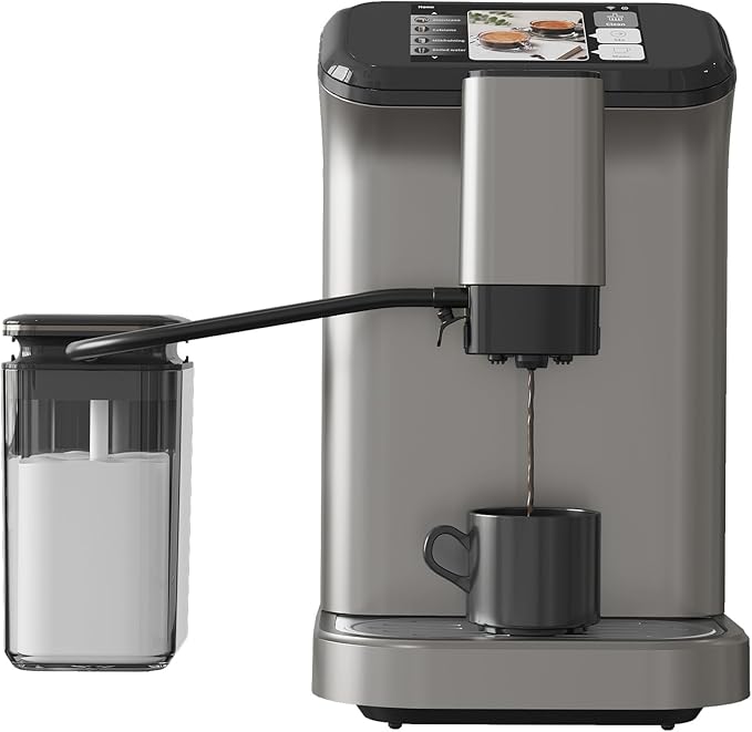 GarveeLife Espresso Machine with Built-in Grinder, 20Bar Pressure & Automatic Milk Frother, One-Touch Operation for Lattes and Cappuccinos, Compact Design for Home or Office Use