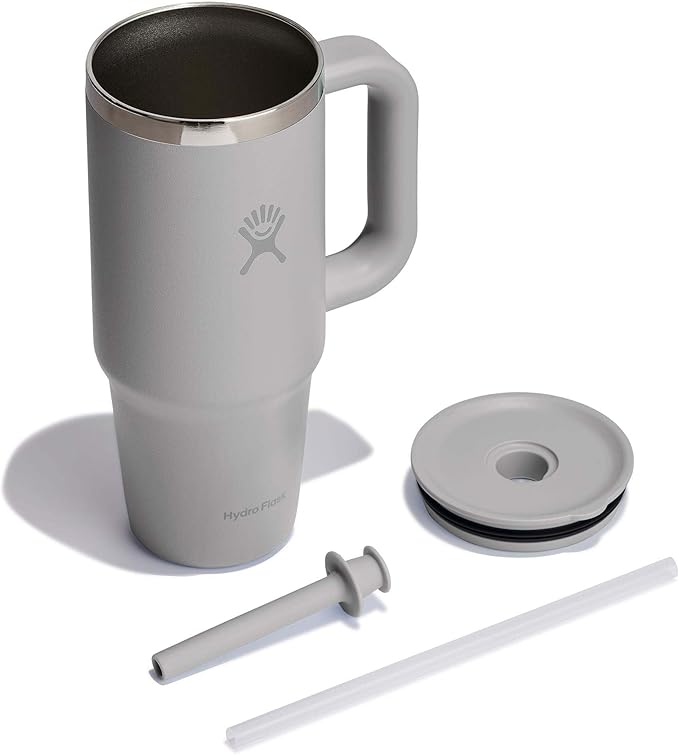 Hydro Flask 24 Oz Travel Tumbler with Handle, Lid and Straw - Insulated Stainless Steel in Tonal Birch