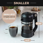 VINCI Micro Café Smallest Single-Serve Coffee Brewer | Compatible with Keurig K-Cups, K-Pods | Glass Carafe | Enclosed Brewing for Hotter Coffee | Large Capacity Reusable Filter Cup Included