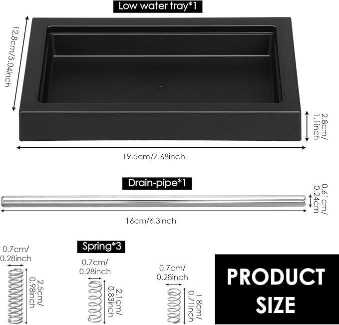 Low Profile Thin Drip Tray and 6 Bar 9 Bar 12 Bar OPV Spring Modification Kit with Long Stainless Steel Tube, Compatible with Pro Gaggia Classic Espresso Coffee Machine (5 Piece Set)
