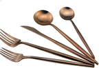 JASHII 18/10 Stainless Steel 5-Piece Matte Rose Gold Flatware Set,Dinner Knife Fork Salad Fork Dessert Spoon, Service for 1, Luxury Silverware Cutlery Utensil Sets