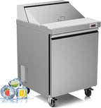 29" W Commercial Refrigerator Sandwich Salad Prep Table Refrigerator Stainless Steel with 8 Pans, Kitchen Equipment for Restaurant, Bar, Shop, Buffet, etc, ETL/NSF/DOE Approved