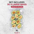 Chef Preserve Reusable Vacuum Sealer Bags for Food – 30 BPA-Free XL Large (12 x 20 in) Food Storage Bags, Freezer, Microwave – Odor-Resistant, Leak-Proof – Compatible with Chef Preserve Vacuum Sealers