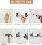 Wall Mounted Coat Rack-4 Hooks, Heavy Duty Stainless Steel Hook Rail for Towel Coat Hat Purse Bag Jacket, Towel Hooks for Entryway Bathroom Kitchen (Glossy 4 Hooks - 1 Pack)