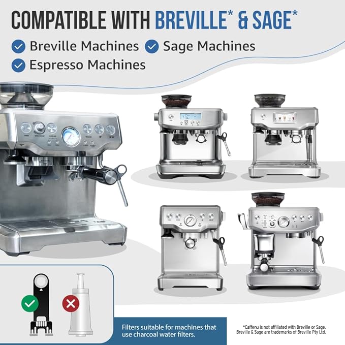Breville Compatible Cleaning Tablets & Water Filter. 52 Espresso Machine Cleaning Tablets & 6 Breville Filters for Espresso Machine. Removes Build-up & Filters Water Impurities. Years Supply.