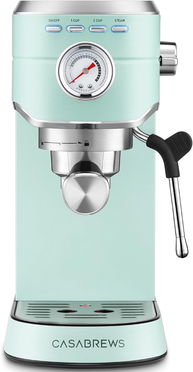 CASABREWS CM5418 Espresso Machine 20 Bar, Cappuccino Machine with Milk Frother Steam Wand, Stainless Steel Espresso Coffee Machine, Gift for Grandma or Wife, Gift for Girlfriend, Pastel Green