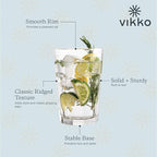 Vikko Large Drinking Glasses, 14 Ounce Glass Cups, Durable Glasses Drinking Set of 12, Stackable Water Glasses, Highball Glasses, Heavy Base Tumblers & Water Glasses, Dishwasher Safe Cups for Kitchen