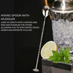 Silver Cocktail Shaker Set - 5 Piece Martini Shaker Set with Strainer, Jigger, Spoon & Muddler - 16oz Glass Cocktail Shaker Set - Ideal Gift for Home Bar & Drink Trolley Décor