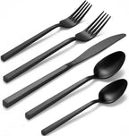 Alata Cube Black&Ripple Black 20-Piece Silverware Set Stainless Steel Flatware Set
