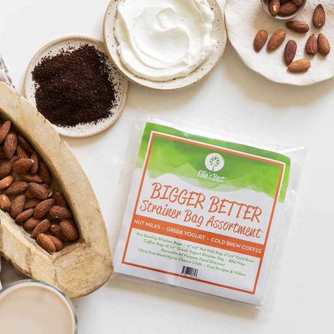 Pro Quality Nut Milk Bags, Greek Yogurt Strainer Bag & Cold Brew Coffee Bag - Commercial Grade Reusable All Purpose Almond Milk etc - Fine Mesh Food Grade BPA Free Nylon