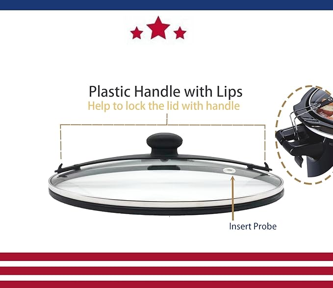 Oval Glass Lid Compatible with Hamilton Beach Slow Cooker (6quart) Model 33969 33866 33861, The Silicon Ring around the lid help to seal the pot, Clips help to lock the lid.