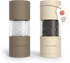 LARS NYSØM Salt and Pepper Grinder Set I Salt and Pepper Mills with Adjustable Ceramic Grinder 2 pieces I Manual Design Spice Mill Set (Brown/Beige)